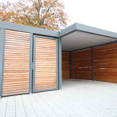 Metall Carport Holzwände